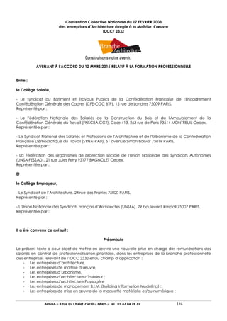 APGBA – 8 rue du Chalet 75010 – PARIS – Tél : 01 42 84 28 71 1/4
Convention Collective Nationale du 27 FEVRIER 2003
des en...