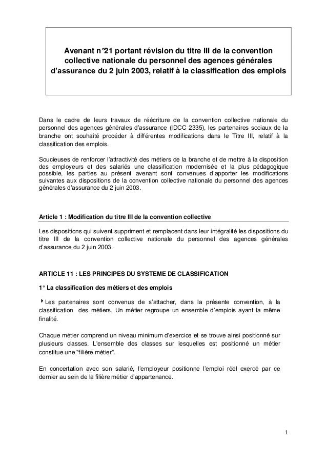 Idcc 2335 Avenant Classifications Des Emplois