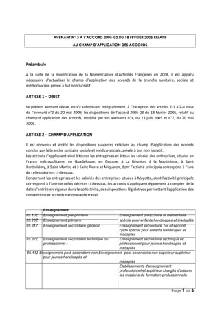 Page 1 sur 6
AVENANT N° 3 A L’ACCORD 2005-03 DU 18 FEVRIER 2005 RELATIF
AU CHAMP D’APPLICATION DES ACCORDS
Préambule
A la ...