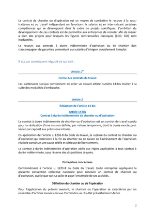 2
Le contrat de chantier ou d’opération est un moyen de combattre le recours à la sous-
traitance et au travail indépendan...