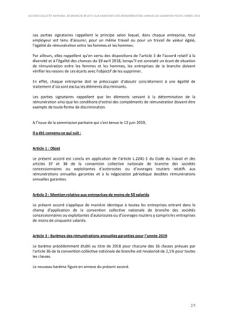 ACCORD COLLECTIF NATIONAL DE BRANCHE RELATIF AUX MONTANTS DES RÉMUNÉRATIONS ANNUELLES GARANTIES POUR L’ANNÉE 2019
2/5
Les ...