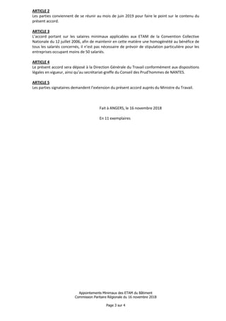Appointements Minimaux des ETAM du Bâtiment
Commission Paritaire Régionale du 16 novembre 2018
Page 3 sur 4
ARTICLE 2
Les ...