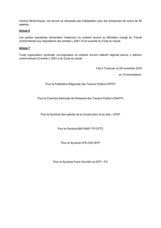 minima hiérarchiques, cet accord ne nécessite pas d’adaptation pour les entreprises de moins de 50
salariés.
Article 6
Les...