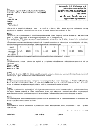 Entre :
La Fédération Régionale des Travaux Publics des Pays de la Loire,
La Chambre Nationale de l'Artisanat des Travaux ...