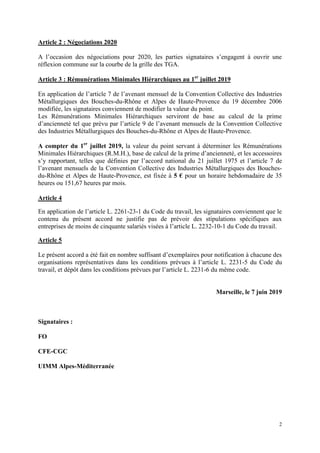 2
Article 2 : Négociations 2020
A l’occasion des négociations pour 2020, les parties signataires s’engagent à ouvrir une
r...