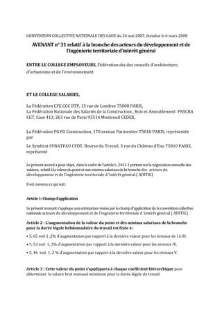 CONVENTION COLLECTIVE NATIONALE DES CAUE du 24 mai 2007, étendue le 6 mars 2008
AVENANTn°31 relatif àla branchedesacteursd...
