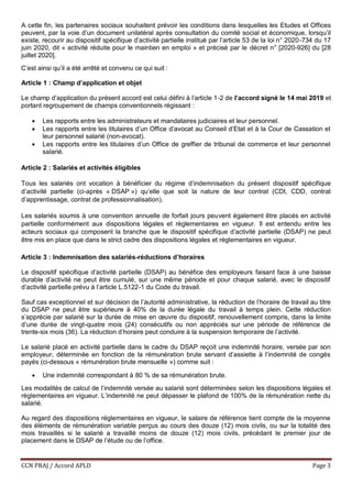 CCN PRAJ / Accord APLD Page 3
A cette fin, les partenaires sociaux souhaitent prévoir les conditions dans lesquelles les E...