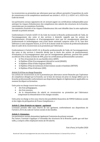 Branche de l’aide, de l’accompagnement des soins et des services à domicile Avenant 1 à l’avenant 39 sur la Pro-A 3
La rec...