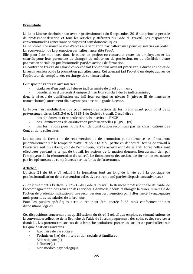 Idcc 2941 Avenant Formation Professionnelle Pro A