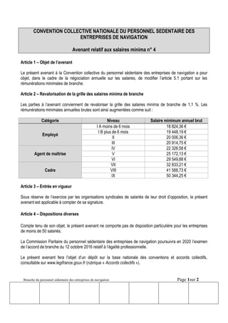 Branche du personnel sédentaire des entreprises de navigation Page 1sur 2
CONVENTION COLLECTIVE NATIONALE DU PERSONNEL SED...