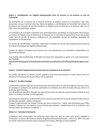Page 3 sur
Article 4 : Sensibilisation sur l’égalité professionnelle entre les femmes et les hommes au sein de
l’entrepris...