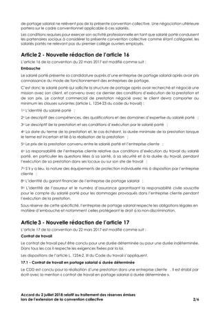 Accord du 2 juillet 2018 relatif au traitement des réserves émises
lors de l’extension de la convention collective 2/6
de ...