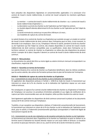 Tie Rou Rou Idcc 3236 accord contrat chantier ou operation | PDF