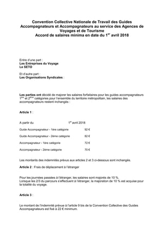Convention Collective Nationale de Travail des Guides
Accompagnateurs et Accompagnateurs au service des Agences de
Voyages...