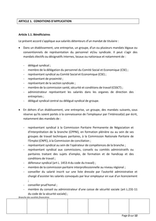 Branche des sociétés financières
Page 2 sur 12
ARTICLE 1. CONDITIONS D’APPLICATION
Article 1.1. Bénéficiaires
Le présent a...