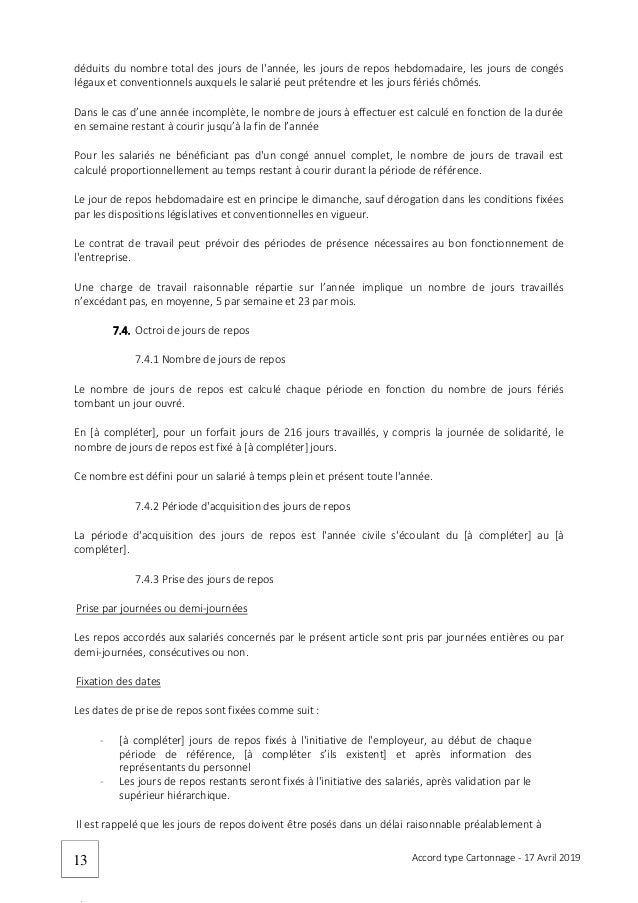 Idcc 489 Accord Type Temps De Travail