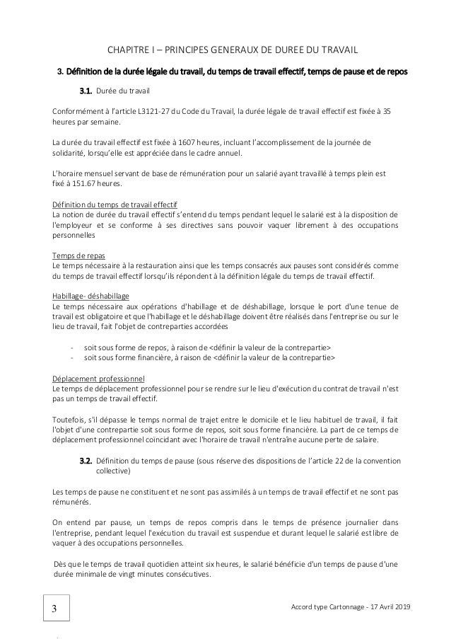 Idcc 489 Accord Type Temps De Travail