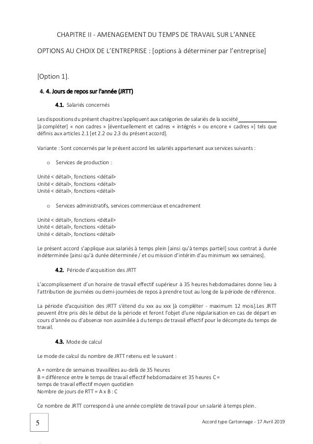 Idcc 489 Accord Type Temps De Travail