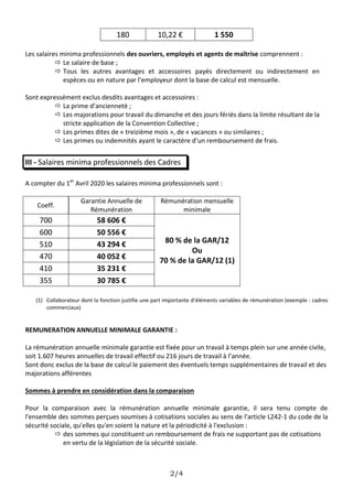 2/4
180 10,22 € 1 550
Les salaires minima professionnels des ouvriers, employés et agents de maîtrise comprennent :
 Le s...