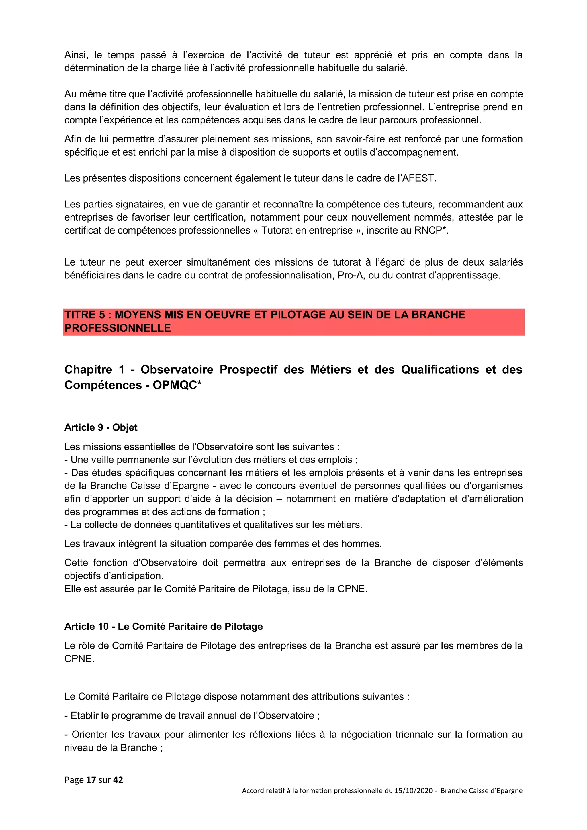 Idcc 5005 accord formation professionnelle