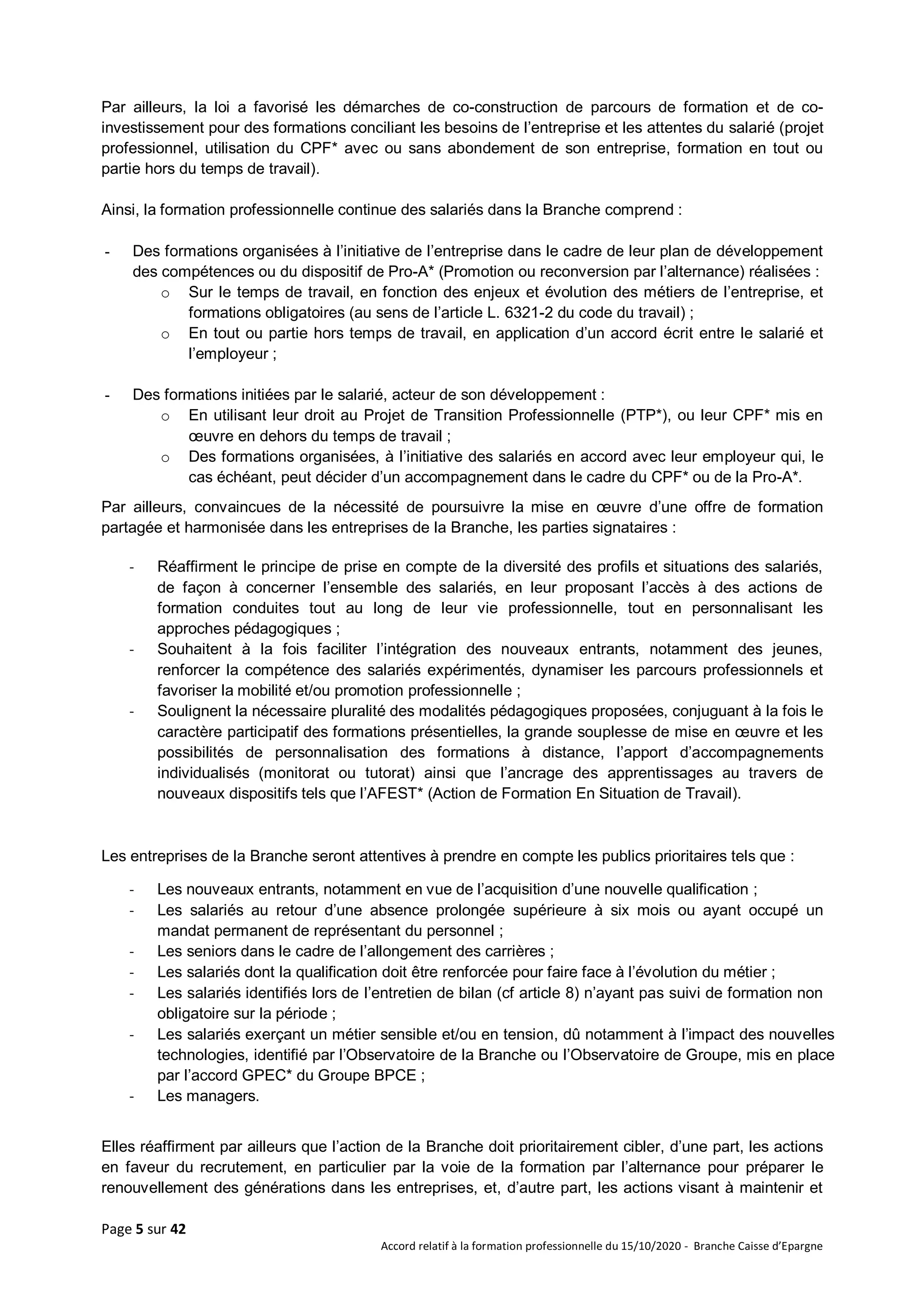 Idcc 5005 accord formation professionnelle