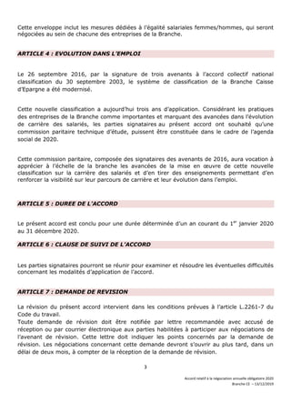3
Accord relatif à la négociation annuelle obligatoire 2020
Branche CE – 13/12/2019
Cette enveloppe inclut les mesures déd...