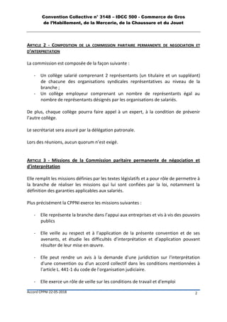 Convention Collective n° 3148 – IDCC 500 - Commerce de Gros
de l’Habillement, de la Mercerie, de la Chaussure et du Jouet
...