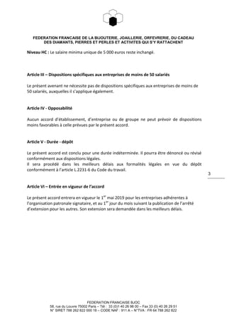 FEDERATION FRANCAISE DE LA BIJOUTERIE, JOAILLERIE, ORFEVRERIE, DU CADEAU
DES DIAMANTS, PIERRES ET PERLES ET ACTIVITES QUI ...