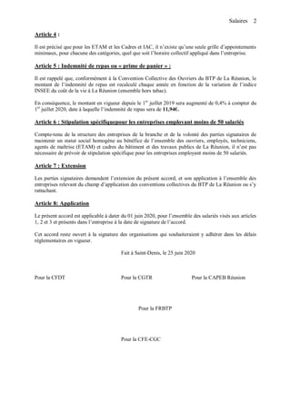 Salaires 2
Article 4 :
Il est précisé que pour les ETAM et les Cadres et IAC, il n’existe qu’une seule grille d’appointeme...