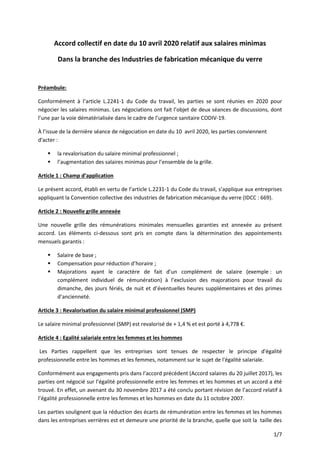 1/7
Accord collectif en date du 10 avril 2020 relatif aux salaires minimas
Dans la branche des Industries de fabrication m...