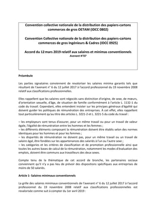 Convention collective nationale de la distribution des papiers-cartons
commerces de gros OETAM (IDCC 0802)
Convention Coll...
