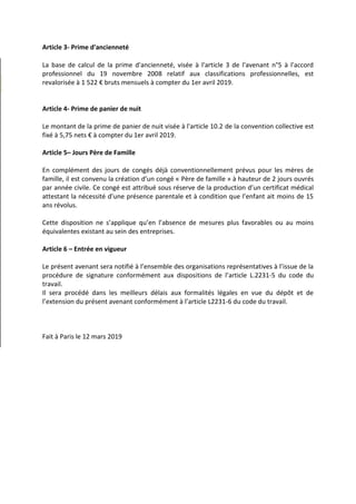 Article 3- Prime d'ancienneté
La base de calcul de la prime d'ancienneté, visée à l'article 3 de l'avenant n°5 à l'accord
...