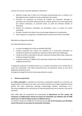 2
A travers ces mesures, les parties signataires s’attachent à :
 Défendre l’emploi dans la filière via la formation prof...
