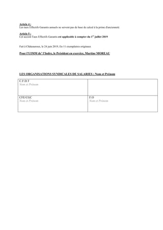 Article 4 :
Les taux Effectifs Garantis annuels ne servent pas de base de calcul à la prime d'ancienneté.
Article 5 :
Cet ...