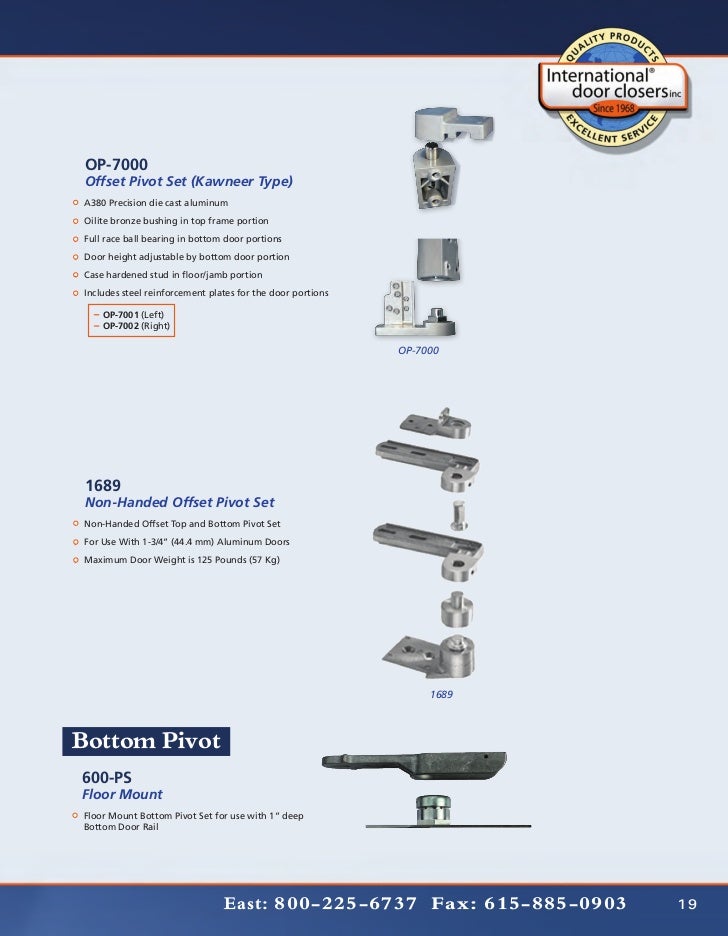 Kawneer Door Pivots & Amarlite Style Commercial Door Pivot Set Door