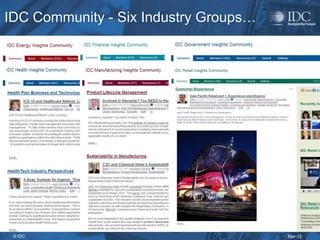 IDC Community - Six Industry Groups…



                    6




 © IDC                                 Mar-12
 