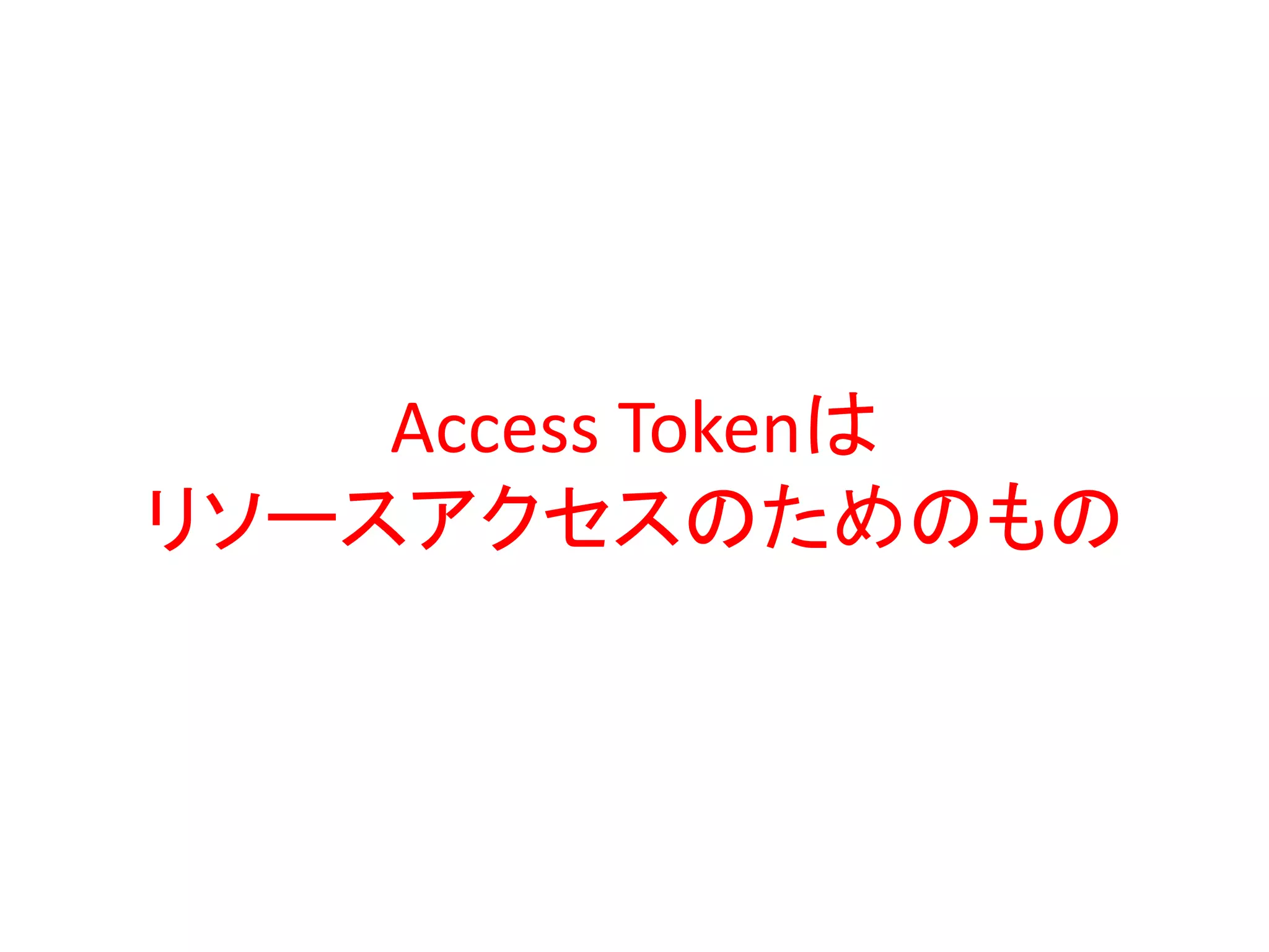 Access Tokenは
リソースアクセスのためのもの
 