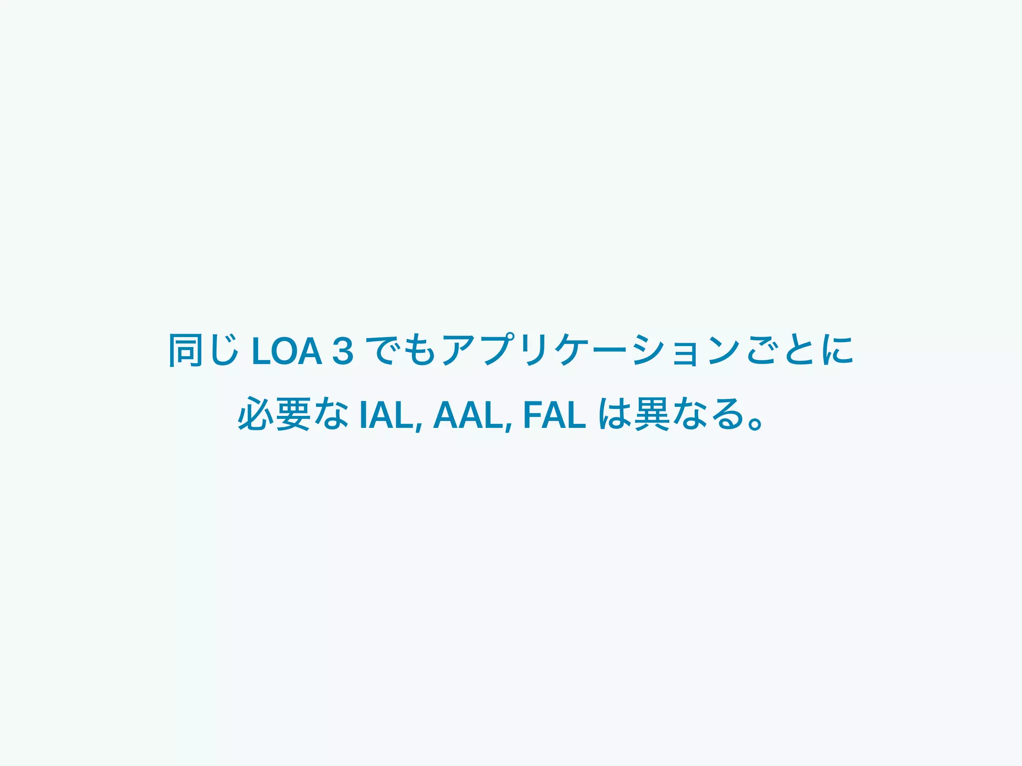 LOA 3
IAL, AAL, FAL
 