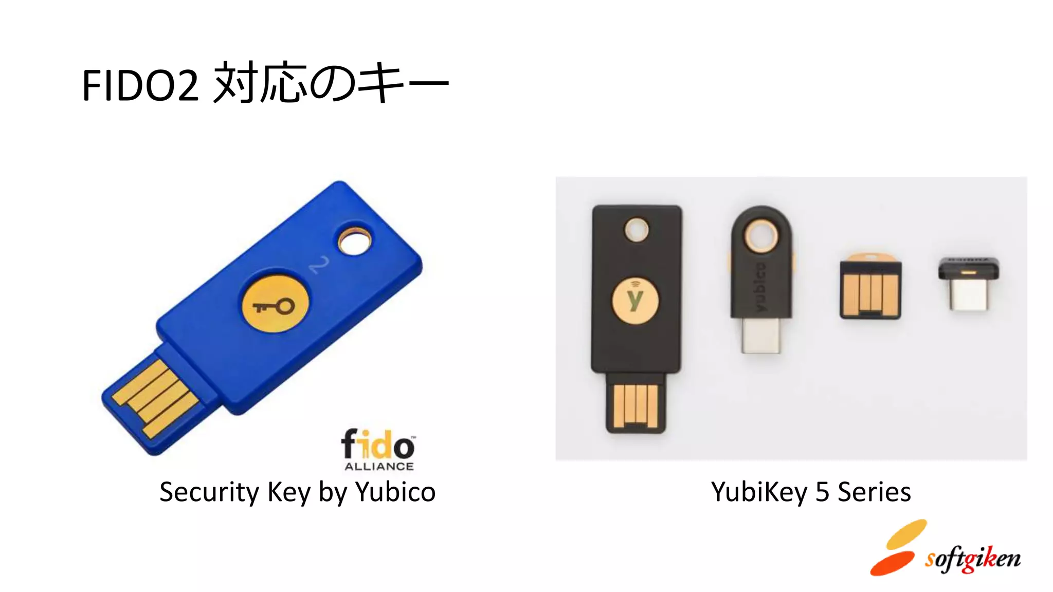 FIDO2 対応のキー
Security Key by Yubico YubiKey 5 Series
 