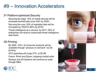 #9 – Innovation Accelerators 
12 
3rd Platform-optimized Security 
Securing the edge: 15% of mobile devices will be access...