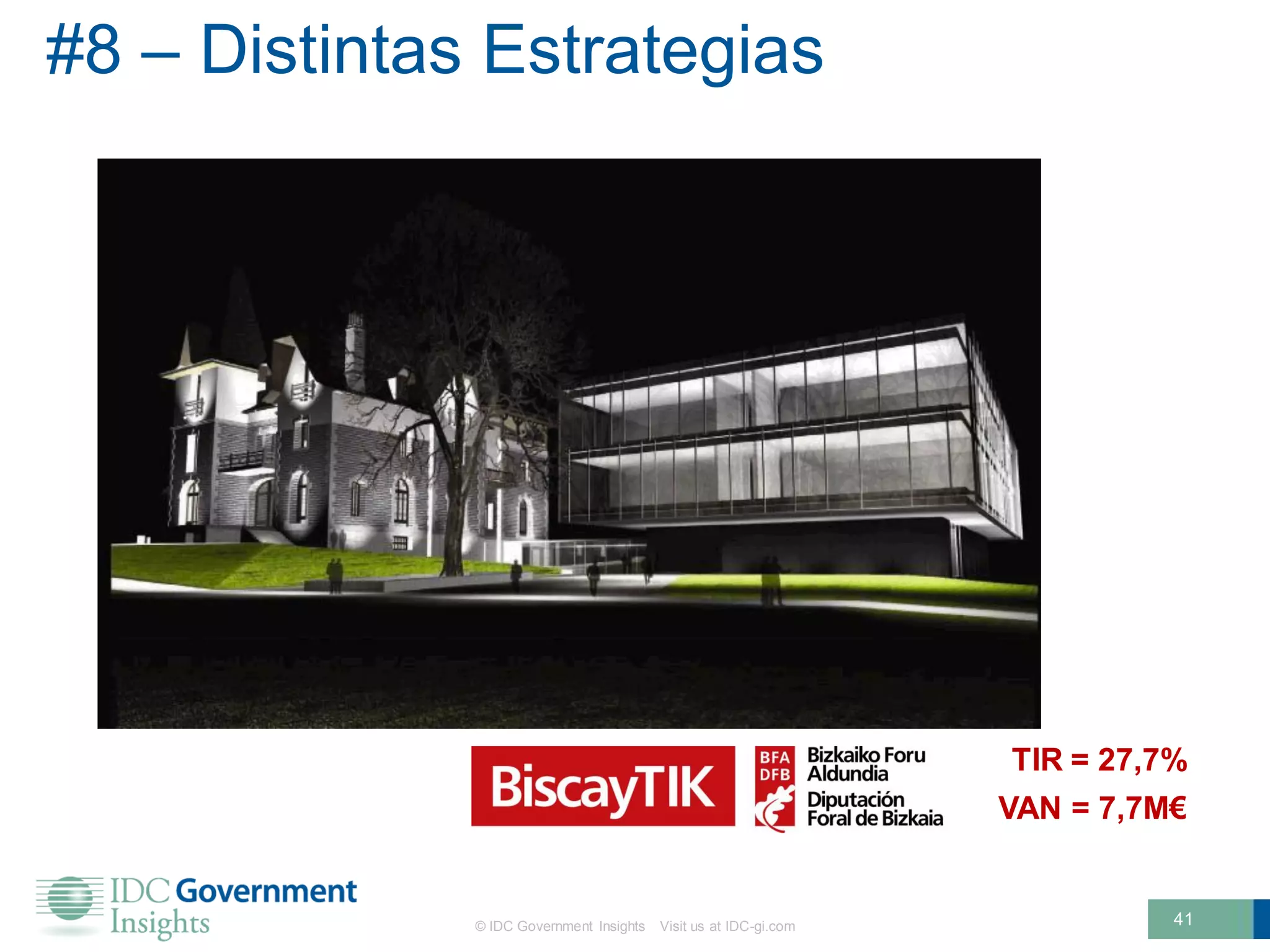 #8 – Distintas Estrategias




                                                                   TIR = 27,7%
                                                                   VAN = 7,7M€


              © IDC Government Insights   Visit us at IDC-gi.com             41
 