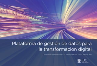 Plataforma de gestión de datos para
la transformación digital
Un resumen informativo de IDC, patrocinado por SAP  |  Julio de 2017
 