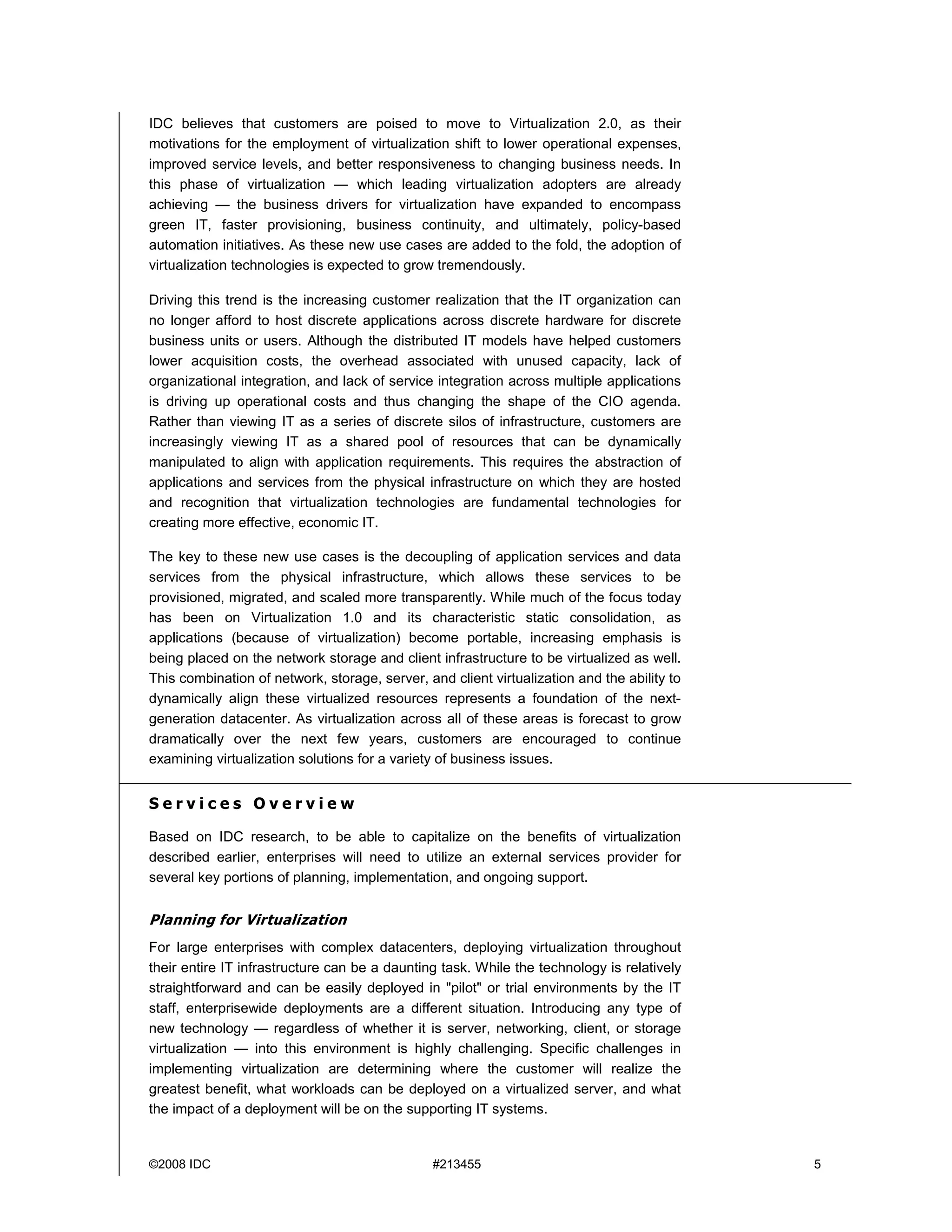 Idc White Paper For Ibm On Virtualization Srvcs