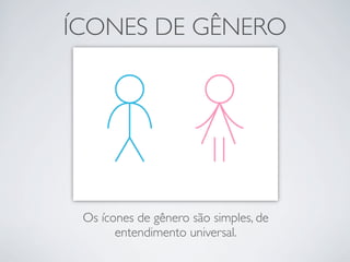ÍCONES DE GÊNERO




 Os ícones de gênero são simples, de
       entendimento universal.
 
