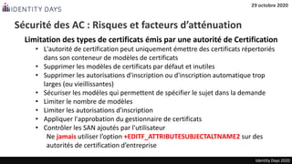 Limitations Inscriptions Identity Days 2020 - Mettre en oeuvre AD-CS en respectant les ...