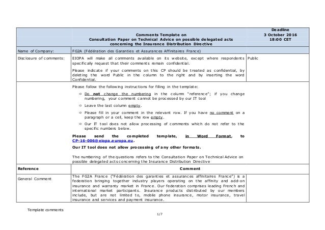 insurance distribution directive template
IDD delegated acts consultation FG2A_france_response insurance distribution directive template
IDD delegated acts consultation FG2A_france_response