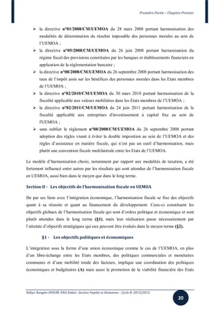 Première Partie – Chapitre Premier
Ndèye Nangho DIOUM. ENA Dakar. Section Impôts et Domaines - Cycle B. 2013/2015.
22
B - ...