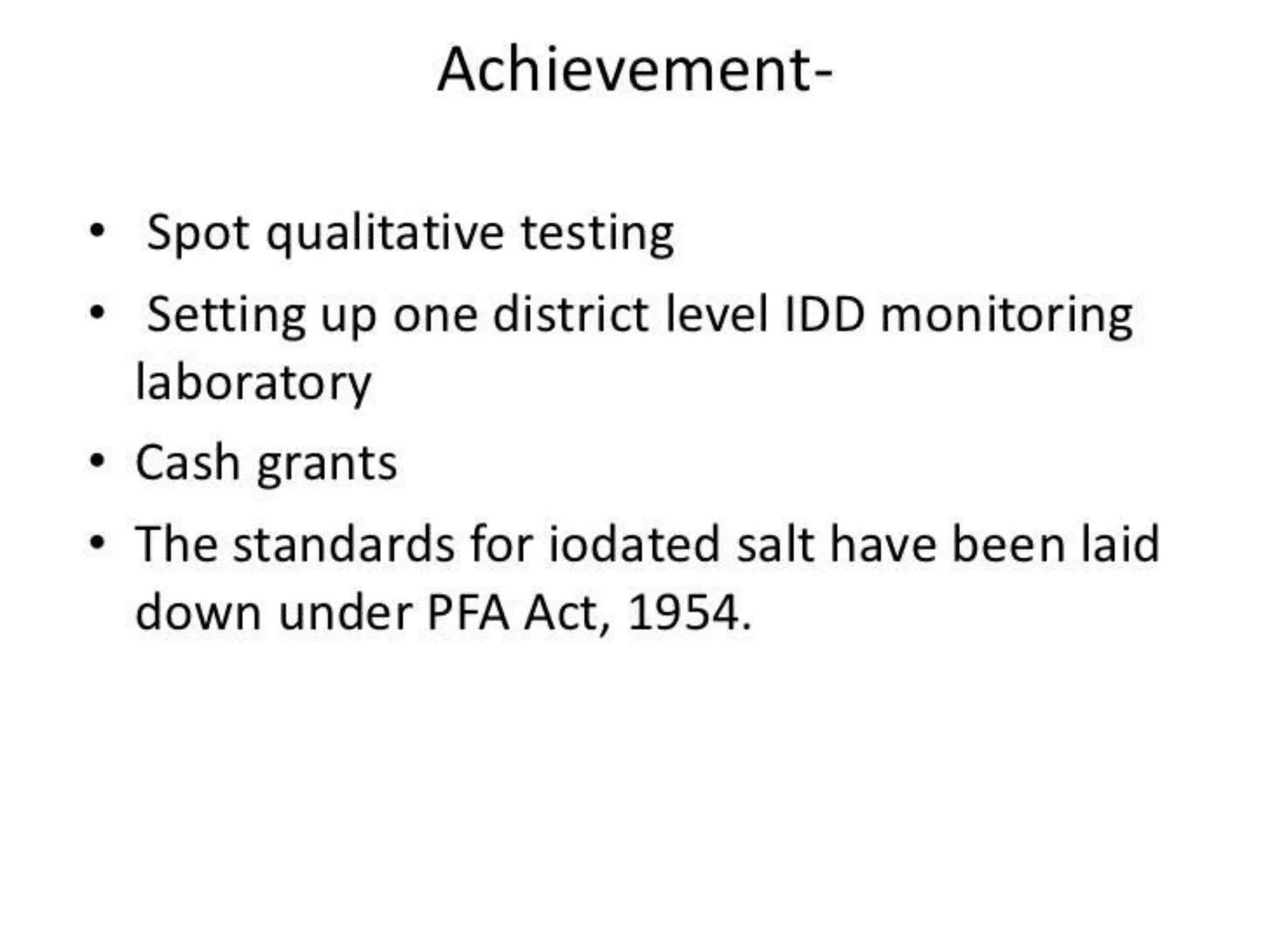 Iodine deficiency disorder control program