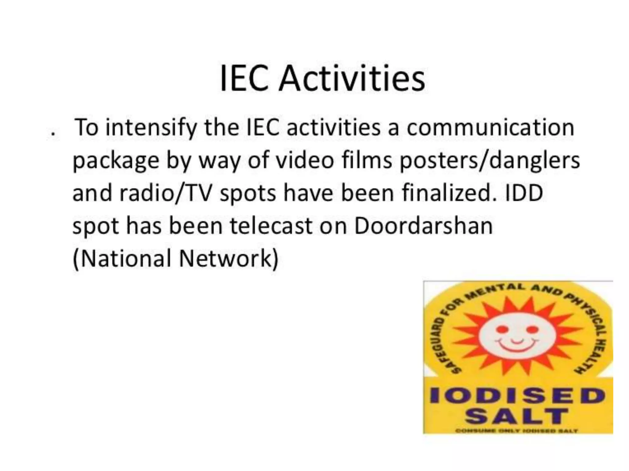 Iodine deficiency disorder control program