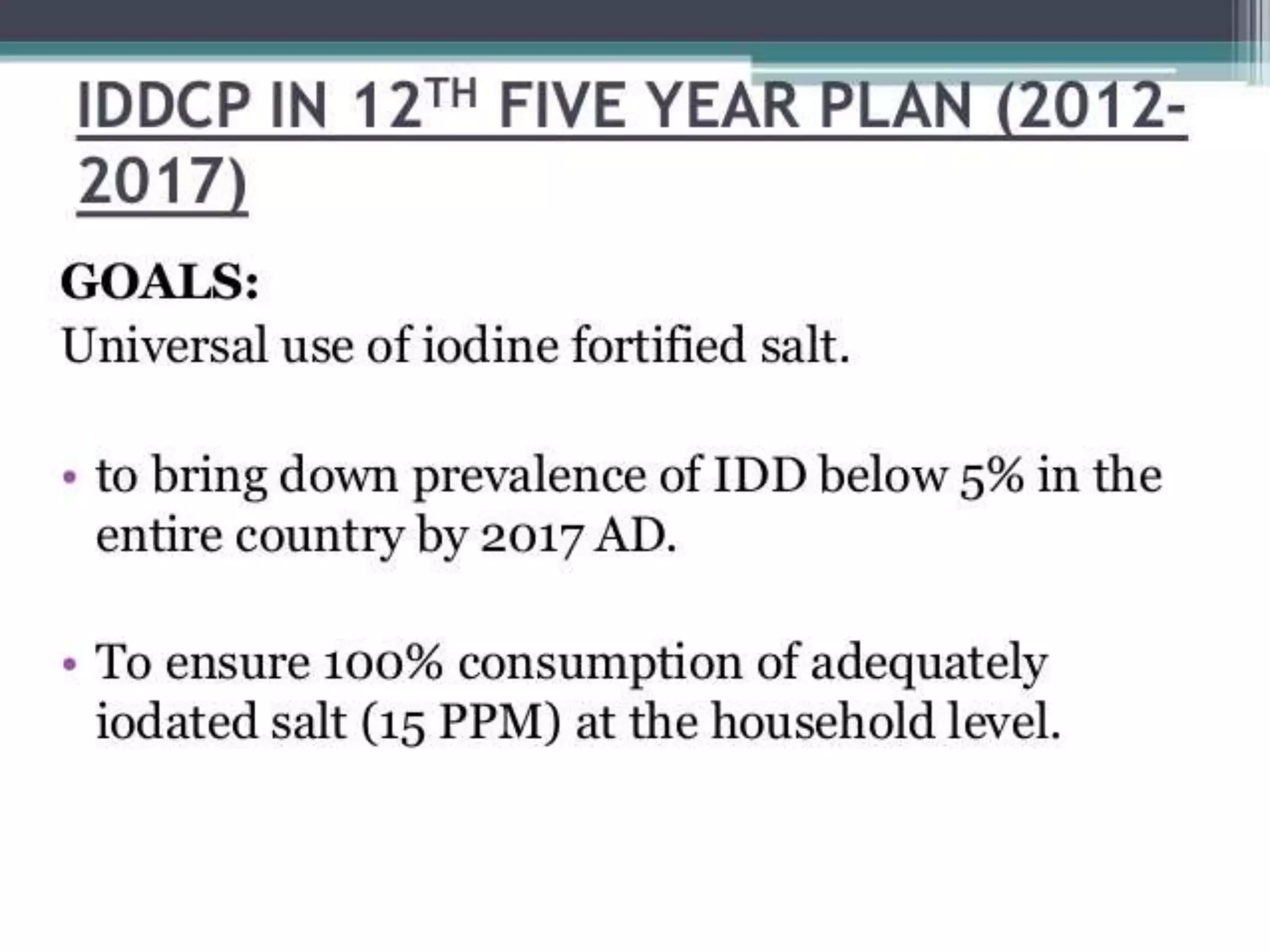 Iodine deficiency disorder control program